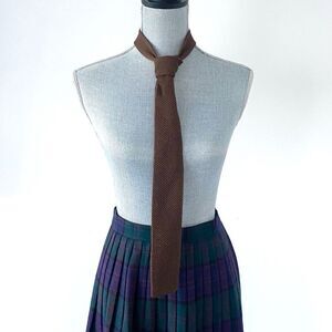 Marc Lewis Brown 100% Wool Knit Skinny Tie Made in Italy Academia Preppy Street